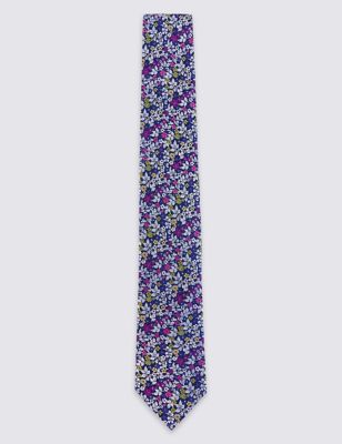 Pure Silk Floral Print Tie